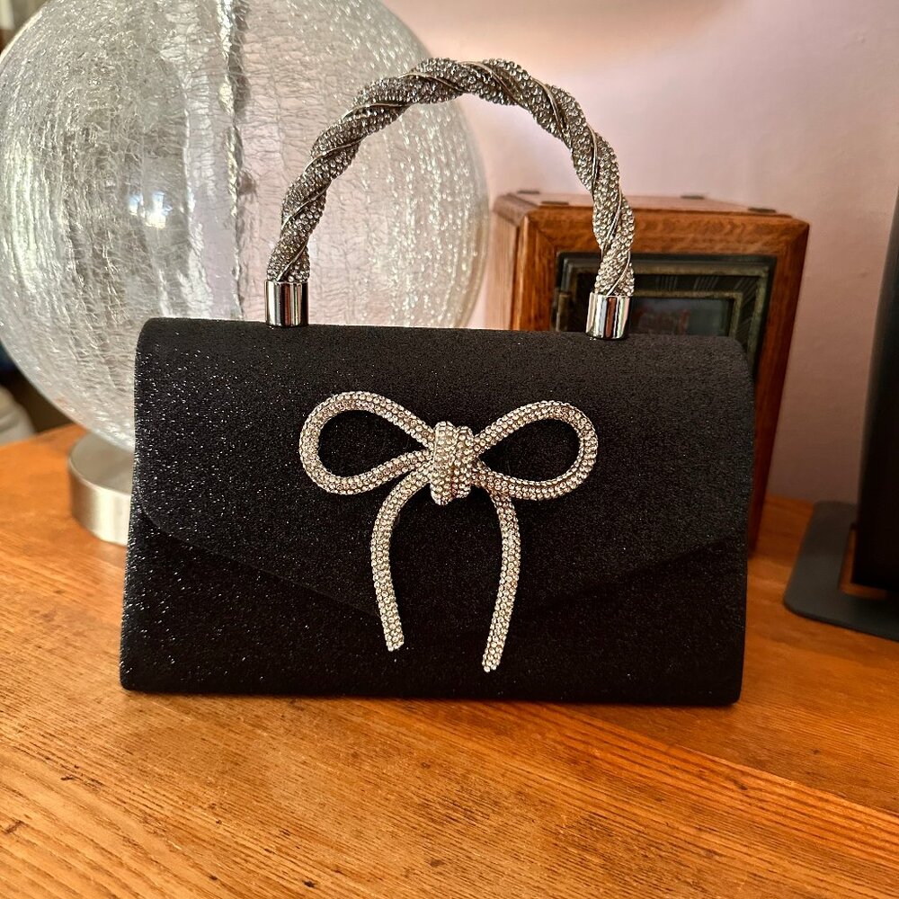 Elegant Black Mini Bag with Silver Accents